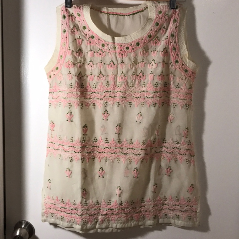 Chiffon blouse with hand thread work.